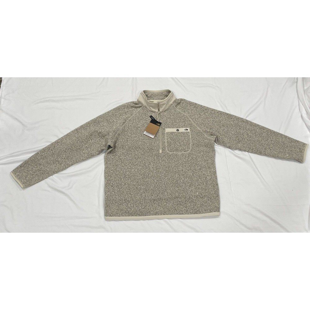 The North Face Jacket Half Zip Mock Neck Sand Stone Heather